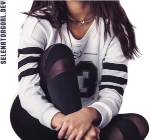 Stylish Sporty Girl Posing PNG Image