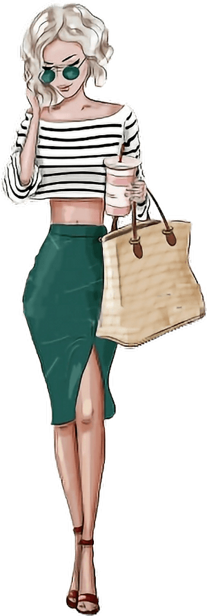 Shop Tumblr Sticker By - Fashion Blonde Girl Illustration, HD Png Download PNG with transparent background