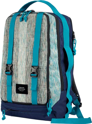 Stylish Travel Backpack Blue Stripes PNG Image