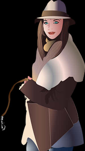Stylish Woman Holding Leash PNG image with transparent background
