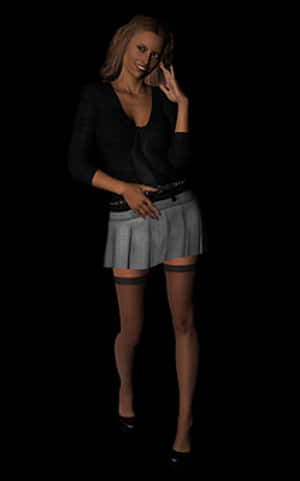 Stylish Woman Posingin Dark Background PNG