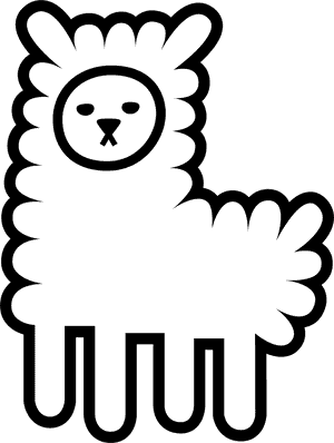Stylized Alpaca Outline Graphic PNG