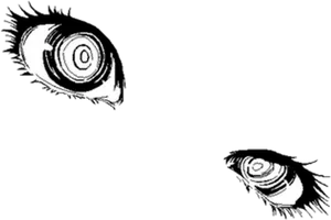 Stylized Anime Eyes Blackand White PNG Image