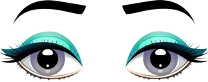 Stylized Anime Eyes Vector PNG Image