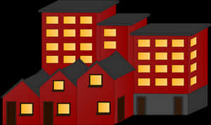Stylized Apartment Complex Illustration PNG with transparent background