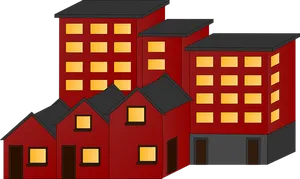 Stylized Apartment Complex Illustration PNG Image