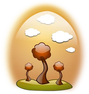 Stylized Autumn Trees Illustration PNG Image
