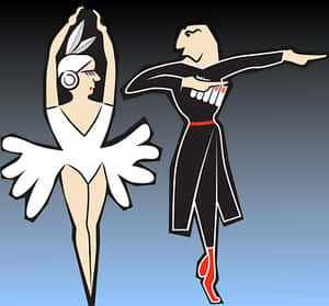 Stylized Ballet Dancers Illustration PNG with transparent background