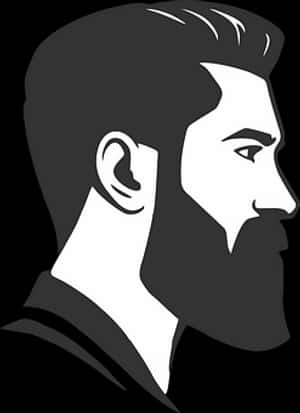 Stylized Bearded Man Profile Vector PNG image with transparent background