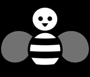 Stylized Bee Icon Black Background PNG image with transparent background