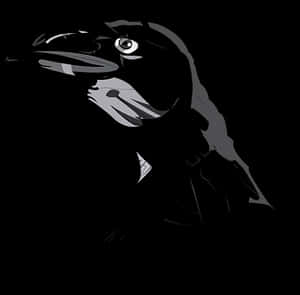 Stylized Black Crow Graphic PNG image with transparent background