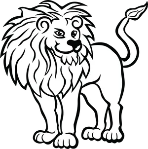 Stylized Black Lion Illustration PNG Image