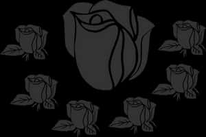 Stylized Black Roses Pattern PNG image with transparent background