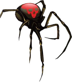 Stylized Black Widow Spider PNG Image