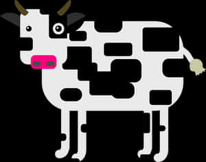 Stylized Blackand White Cow Illustration PNG image with transparent background