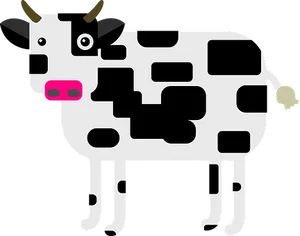 Stylized Blackand White Cow Illustration PNG Image