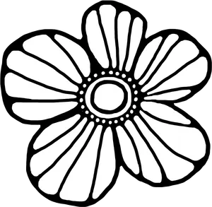 Stylized Blackand White Flower Drawing PNG Image