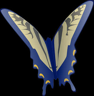 Stylized Blue Butterfly Graphic PNG image with transparent background