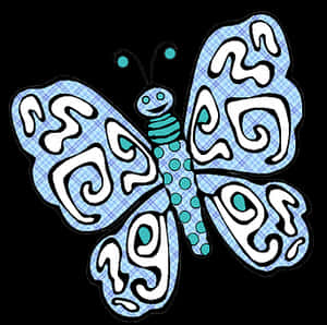 Stylized Blue Butterfly Illustration PNG image with transparent background