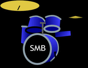 Stylized Blue Drum Set Illustration PNG image with transparent background