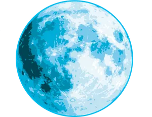 Stylized Blue Moon Illustration PNG Image