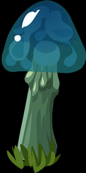 Stylized Blue Mushroom Illustration PNG image with transparent background