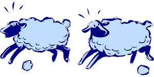 Stylized Blue Sheep Illustration PNG Image