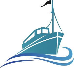 Stylized Blue Ship Vector PNG Image