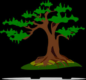 Stylized Bonsai Tree Graphic PNG