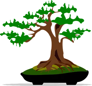 Stylized Bonsai Tree Graphic PNG Image