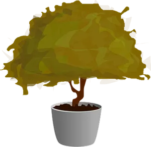 Stylized Bonsai Tree Illustration PNG Image