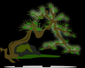Stylized Bonsai Tree Vector PNG