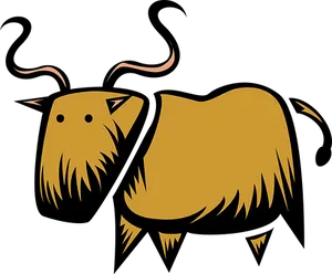 Stylized Brown Yak Illustration PNG Image