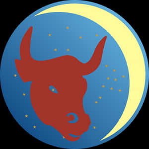 Stylized Bull Crescent Moonand Stars PNG image with transparent background