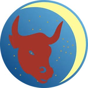 Stylized Bull Crescent Moonand Stars PNG Image