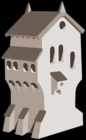 Stylized Cartoon Castle Illustration PNG with transparent background