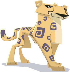 Stylized Cartoon Cheetah Illustration PNG with transparent background