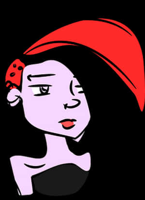 Stylized Cartoon Girlwith Red Hat PNG with transparent background