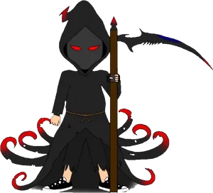 Stylized Cartoon Grim Reaper PNG Image