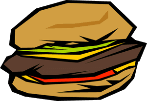 Stylized Cartoon Hamburger PNG image with transparent background