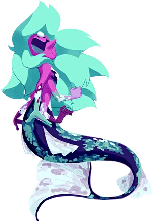 Stylized Cartoon Mermaid Clipart PNG Image