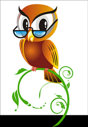 Stylized Cartoon Owlwith Glasses PNG image with transparent background