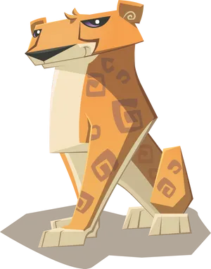 Stylized Cartoon Tiger Standing PNG Image