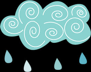 Stylized Cloud Raindrops Illustration PNG with transparent background