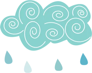 Stylized Cloud Raindrops Illustration PNG Image