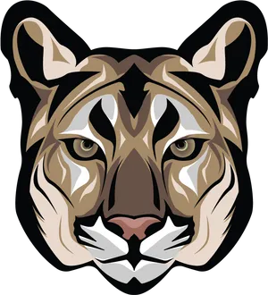 Stylized Cougar Face Illustration PNG Image