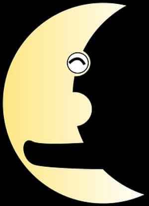 Stylized Crescent Moon Face PNG image with transparent background