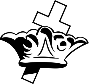 Stylized Crown Graphic Blackand White PNG Image