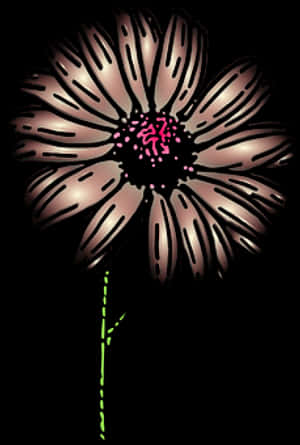 Stylized Dark Daisy Illustration PNG with transparent background