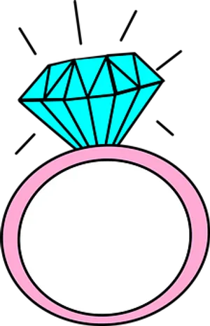 Stylized Diamond Ring Illustration PNG Image